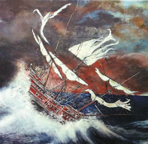 Ilustracin del navo Nuestra Seora del Juncal, que se hundi en 1631 tras zarpar de Veracruz rumbo
