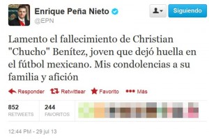 Pea Nieto lamenta la muerte de Chucho Bentez