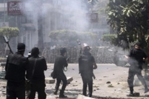 Miembros de las fuerzas de seguridad egipcias durante los enfrentamientos contra simpatizantes del d