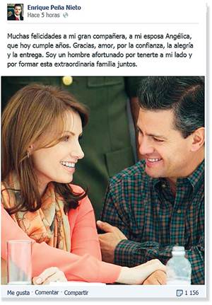 El presidente Enrique Pea Nieto felicit por Facebook a su esposa Anglica Rivera, desde el Hospita