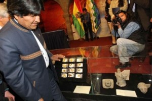  El presidente boliviano, Evo Morales, acudi a la presentacin de las piezas
