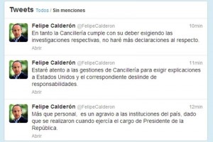 Caldern habl va Twitter del presunto espionaje que sufri en 2010
