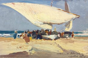 La llegada de la pesca (1898), que describe una escena en la que pescadores y mujeres rodean un barc
