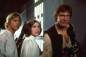 En la imagen, Mark Hamill, Carrie Fisher y Harrison Ford, quienes caracterizaron a los personajes pr