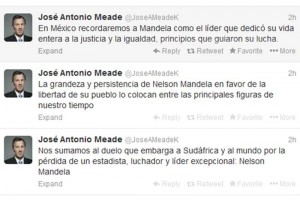 En la foto, twitter del Canciller Mexicao, Jos Antonio Meade sumndose a las condolencias por la mu