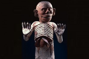 Esta escultura de Mictlantecuhtli, dios mexica del inframundo, forma parte de la exposicin en el Mu