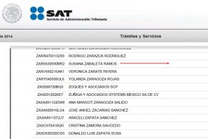 El nombre de Zabaleta permanece en el listado de morosos del SAT consultado hoy a las 16:36 horas