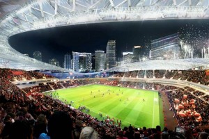Revelan planes de Beckham para estadio de la MLS en Miami Indic que el estadio tendra vistas del perfil del centro de Miami y de la baha a travs de su tec
