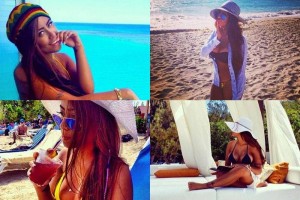 Hermana de Neymar luce sus encantos La hermana de Neymar la pas bien en Hait y Jamaica.