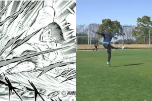 <b>Video:</b> Copian 'tiro de navaja' de los Super Campeones Realidad o montaje? Estos jugadores recrearon una jugada de los Super Campeones.