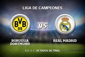 B. Dortmund vs Real Madrid, en Champions Borussia Dortmund vs Real Madrid, por el pase a semifinales de Liga de Campeones.