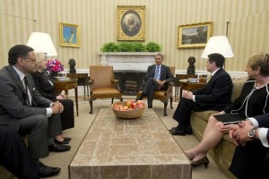 El presidente estadounidense Barack Obama durante su encuentro con lderes sobre la reforma migrator