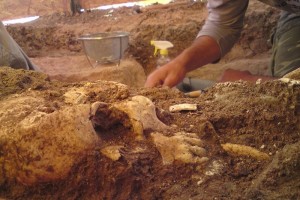 Bajo las capas de arcilla fueron hallados los restos seos de 28 individuos