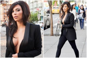 Kardashian intent cubrirse con un blazer negro pero no funcion del todo, pues los paparazzi hicier