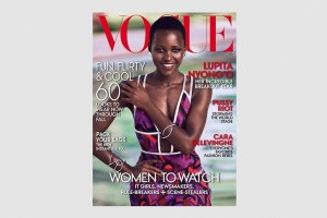 En una sesi�n fotogr�fica realizada por Mikael Jansson, la actriz keniata lleva prendas de Vera Wang