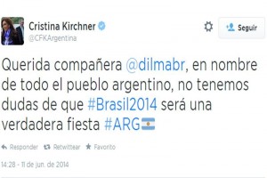 La mandataria argentina envi un mensaje a su homloga de Brasil previo a la celebracin de la Copa 