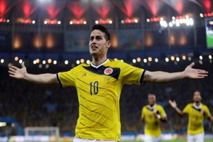 James Rodr�guez festeja su gol ante Uruguay