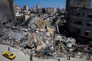 Desde el sbado pasado, las fuerzas israeles han derribado o destruido cinco torres y centros comer