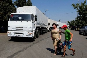 Ms de dos centenares de camiones con asistencia humanitaria rusa llegaron hoy a su destino, en la c