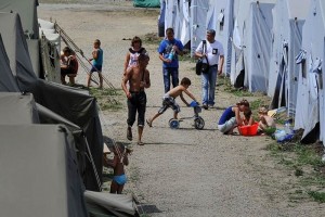 Campo de refugiados ucranianos cerca del cruce fronterizo de Gukovo, en la regin de Rostov, Rusia