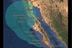 El hurac�n favorece oleaje elevado de 4 metros de altura en costas de Baja California Sur, y de 2 a 