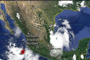 La proximidad de la tormenta tropical Norbert, que esta maana se localizaba a 285 kilmetros al sur