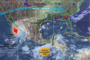 Indic que esta tormenta tropical se ubic la madrugada de este martes a 40 kilmetros al oeste-noro
