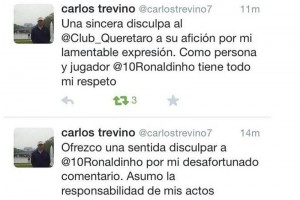 Panista se disculpa por decirle 'simio' a Ronaldhino Los tres mensajes que escribi el panista luego de la polmica