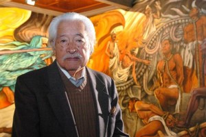 La escenograf�a, que consiste en dos telones tama�o mural, fue creada por el homenajeado Nishizawa, 