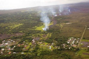 La parte frontal de la lengua de lava, que seg�n los cient�ficos se estrech� a unos 50 metros de anc