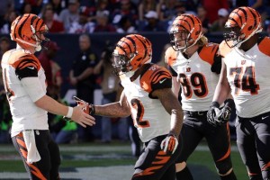 Los jugadores de Cincinnati celebran una anotaci�n ante Texas