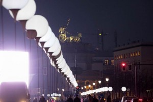 La Lichtgrenze -frontera de luz en alemn- va desde la Bornholmer Strasse hasta el Oberbaumbrcke