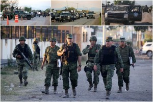 Elementos del Ejrcito Mexicano, de la Gendarmera Nacional y de la PF resguardan la comunidad de La