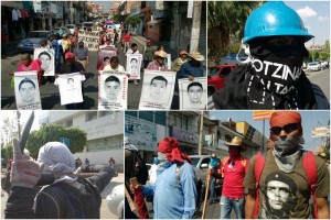 Los manifestantes exigen el regreso de los normalistas desaparecidos desde el pasado 26 de septiembr