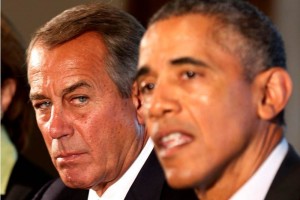 John Boehner escucha al presidente Barack Obama en un reunin en la Cassa Blanca. El lder republica