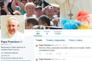 La cuenta del papa en Twitter alcanz el pasado diciembre los 17 millones de seguidores