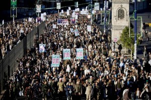 Los rebeldes tomaron San� en septiembre, desde entonces, protestas contra los hutis se han realizado