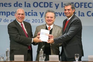 Jos ngel Gurra, secretario general de la OCDE, entrega a Pedro Joaqun Coldwell, secretario de En