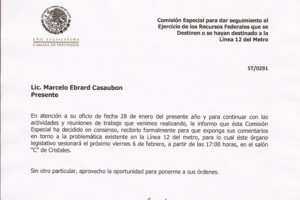 El presidente de la Comisi�n para la L12 en San L�zaro pidi� al ex jefe de Gobierno se presente el v