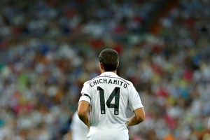 Javier Hern�ndez en un partido de Liga con el cuadro merengue