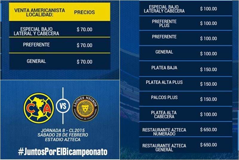 El Universal - Deportes - Liga Mx América vs. Leones Negros, a $100 las  entradas