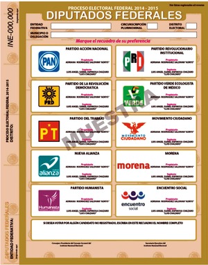 Presenta INE modelo de boleta electoral de diputados