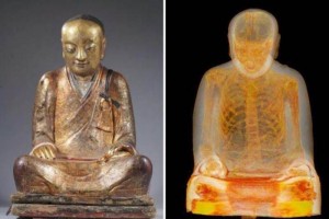 Momia al interior de un Buda fue robada, dicen en China Las imgenes de tomografa con el buda sentado de apenas 1.2 metros revelan la momia la interior