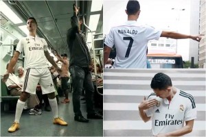 Un falso CR7 se pasea con uniforme merengue en calles de Sao Paulo.