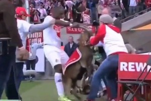 El jugador nigeriano visit al animal en su establo.