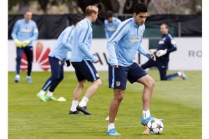 Jim�nez particip� hoy en el cierre de filas del Atl�tico de Madrid. 