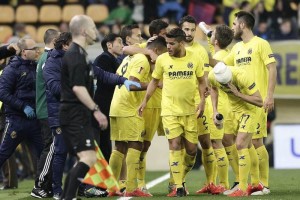 <b>Europa League</b> Villarreal buscar sacar ventaja en la ida ante Sevilla Los jugadores del Submarino Amarillo celebra un gol
