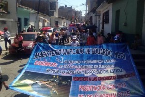 Durante la marcha sobre el boulevard Sentimientos de la Naci�n, los docentes de la regi�n centro rep