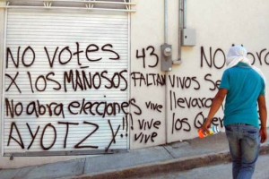 Maestros realizaron pintas y lanzaron consignas en contra de los comicios del pr�ximo 7 de junio