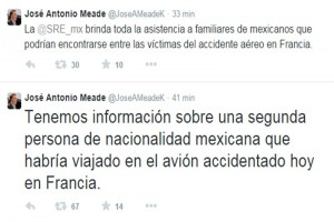 Jos� Antonio Meade inform� sobre la posibilidad de un segundo mexicano involucrado en el accidente